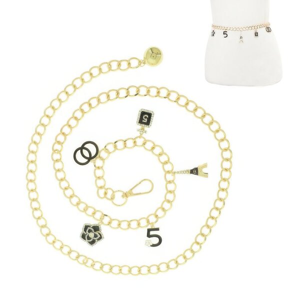 Fashionista Multi Charm Link Chain Belt - Picture 1 of 2